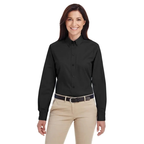 Harriton Ladies' Foundation 100% Cotton Long-Sleeve Twill...