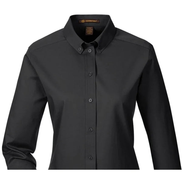 Harriton Ladies' Foundation 100% Cotton Long-Sleeve Twill...