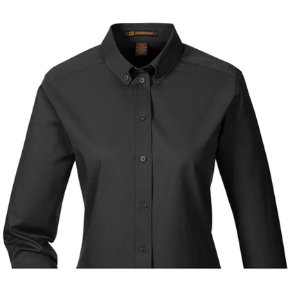 Harriton Ladies' Foundation 100% Cotton Long-Sleeve Twill...