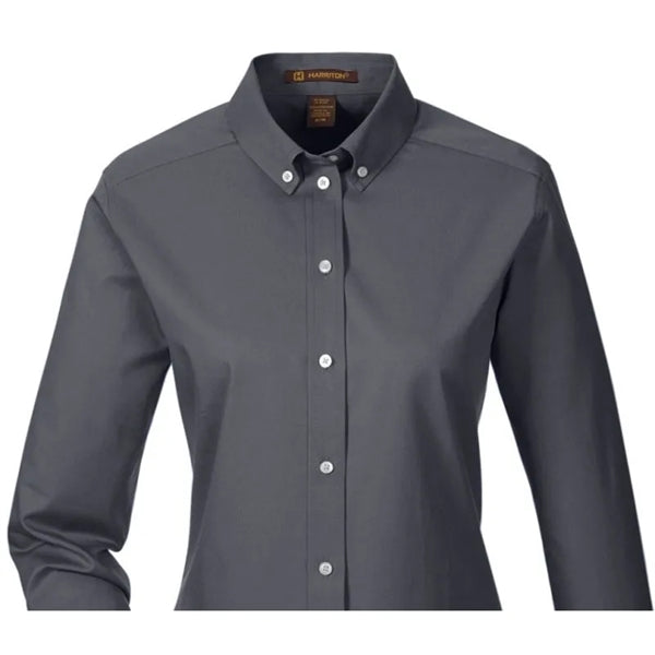 Harriton Ladies' Foundation 100% Cotton Long-Sleeve Twill...