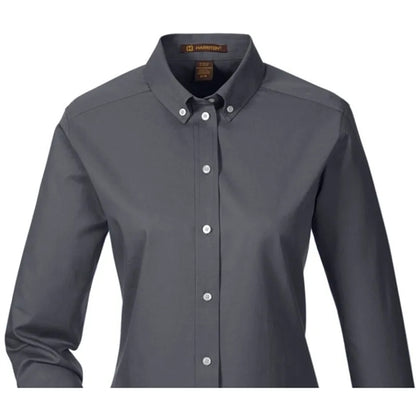 Harriton Ladies' Foundation 100% Cotton Long-Sleeve Twill...