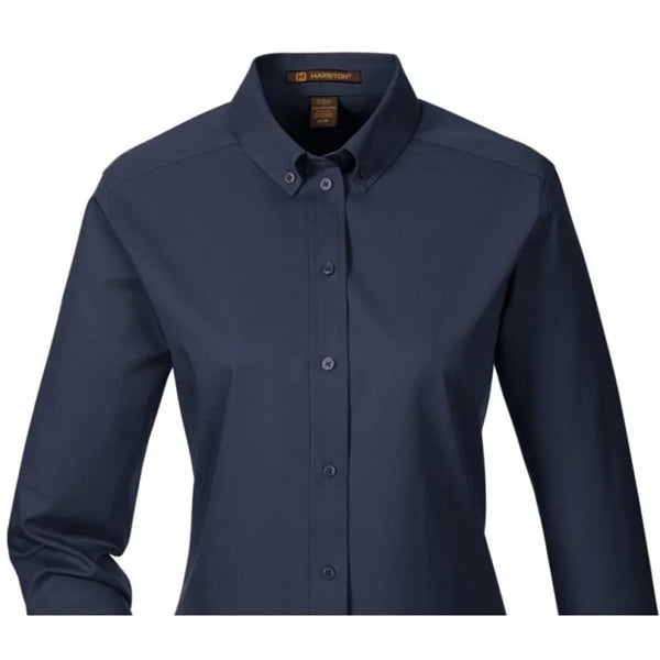 Harriton Ladies' Foundation 100% Cotton Long-Sleeve Twill...