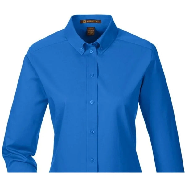 Harriton Ladies' Foundation 100% Cotton Long-Sleeve Twill...