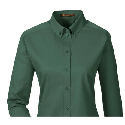 Harriton Ladies' Foundation 100% Cotton Long-Sleeve Twill...