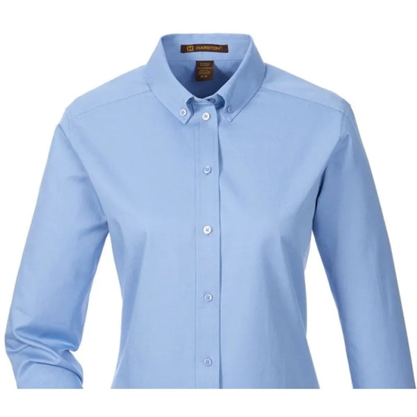 Harriton Ladies' Foundation 100% Cotton Long-Sleeve Twill...