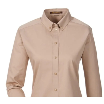 Harriton Ladies' Foundation 100% Cotton Long-Sleeve Twill...