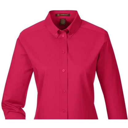 Harriton Ladies' Foundation 100% Cotton Long-Sleeve Twill...