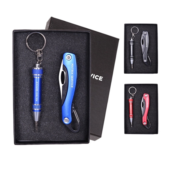 Screwdriver Keychain and Carabiner Pocket Knife Set