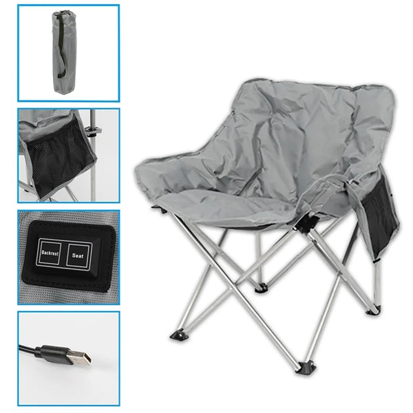 USB Heated Folding Camping Lawn Moon Chairs with Cushioned