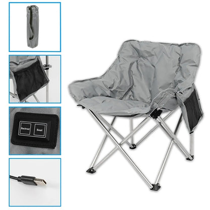 USB Heated Folding Camping Lawn Moon Chairs with Cushioned