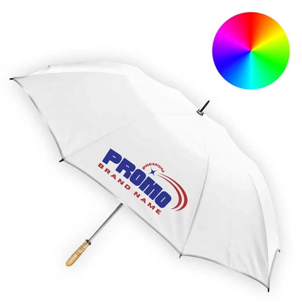 Arc Wood Handle Canopy Umbrella with Safety Reflective Trim