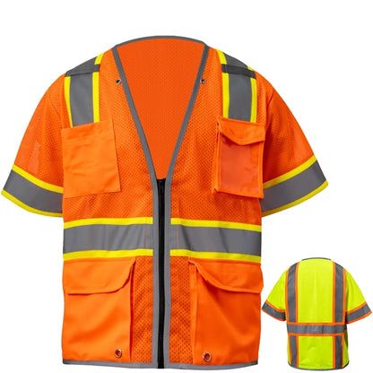 Premium Knitted Hi Vis Class 3 Safety Vest with 6 Pockets