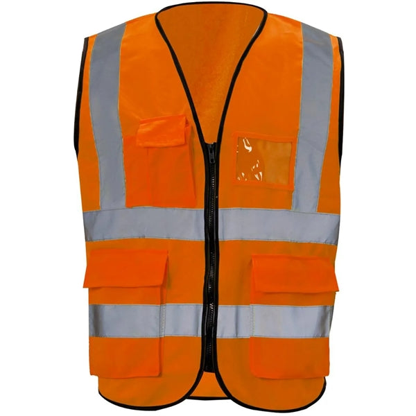 Class 2 Hi Vis Reflective Tape Safety Vest With 4 Pockets