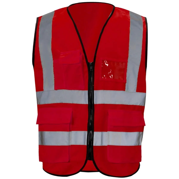 Class 2 Hi Vis Reflective Tape Safety Vest With 4 Pockets