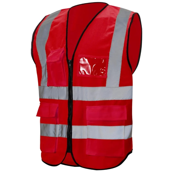Class 2 Hi Vis Reflective Tape Safety Vest With 4 Pockets