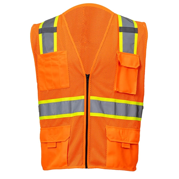 Hi-Viz Class 2 Reflective Tape Safety Zipper Vest 4 Pockets