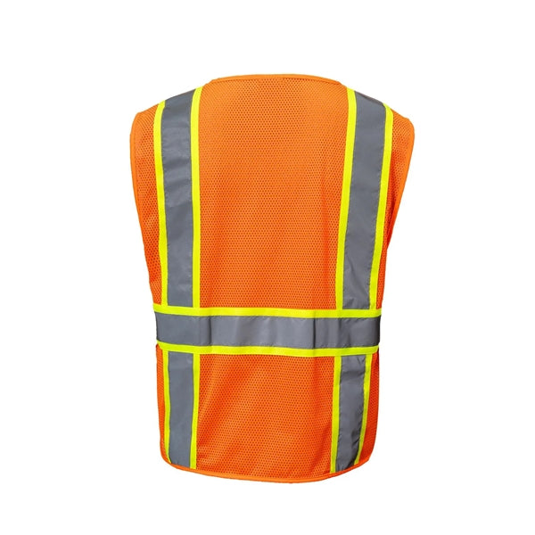 Hi-Viz Class 2 Reflective Tape Safety Zipper Vest 4 Pockets