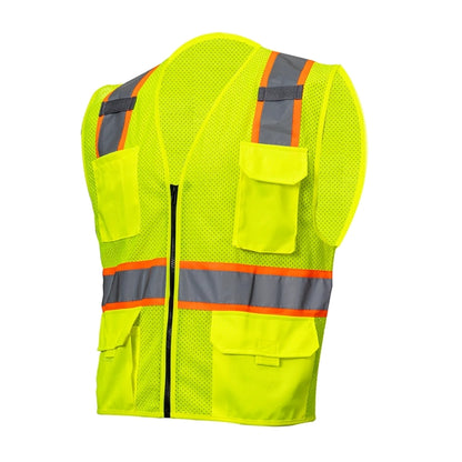 Hi-Viz Class 2 Reflective Tape Safety Zipper Vest 4 Pockets