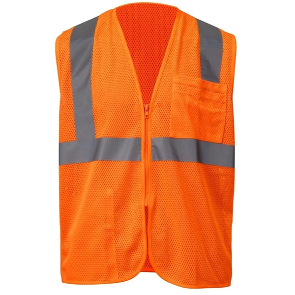High Viz Reflective Mesh Safety Workwear Zipper Vest Pockets