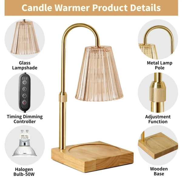 Adjustable Candle Warmer Lamp with Dimmer Timer