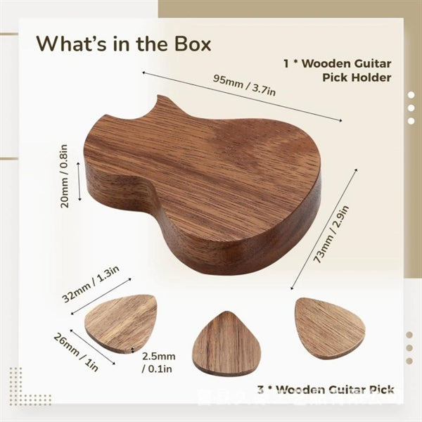 Wooden Guitar Pick Box Holder