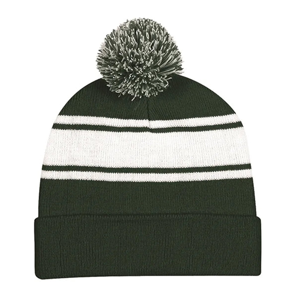 Two-tone Knitted Pom Beanie for Winter