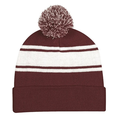 Two-tone Knitted Pom Beanie for Winter