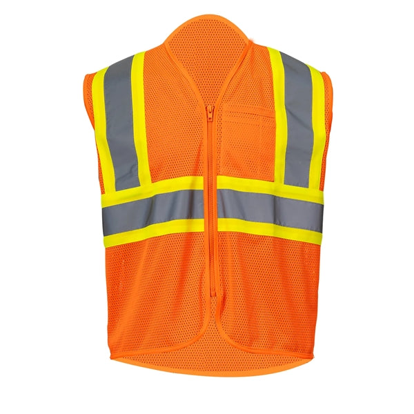 Class 2 Hi-Viz Reflective Tape Safety Zip Vest w/ Pocket