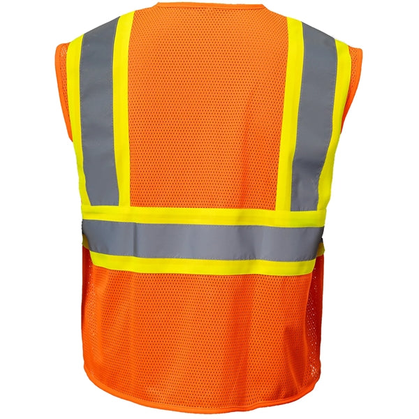 Class 2 Hi-Viz Reflective Tape Safety Zip Vest w/ Pocket