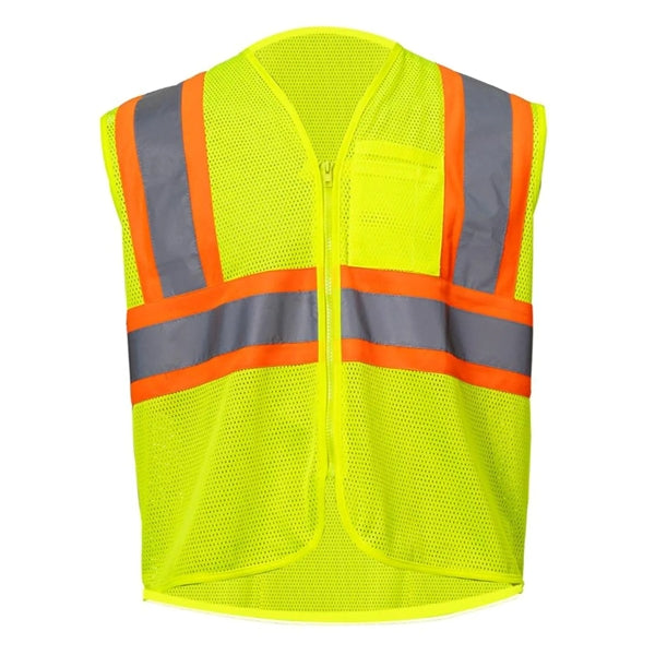 Class 2 Hi-Viz Reflective Tape Safety Zip Vest w/ Pocket