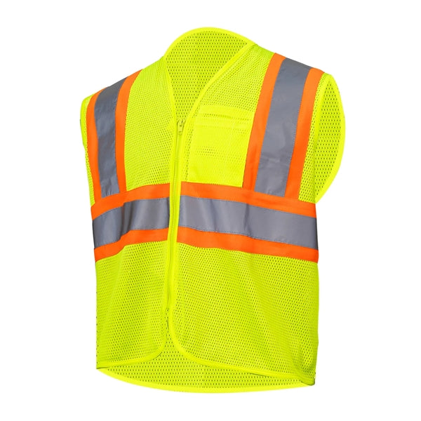 Class 2 Hi-Viz Reflective Tape Safety Zip Vest w/ Pocket