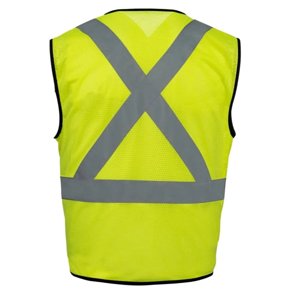Hi Viz Class 2 Safety Zipper Vest Reflective X Back 4 Pocket