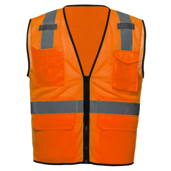 Hi Viz Class 2 Safety Zipper Vest Reflective X Back 4 Pocket