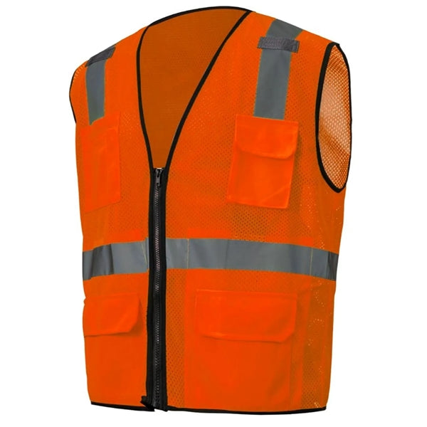 Hi Viz Class 2 Safety Zipper Vest Reflective X Back 4 Pocket