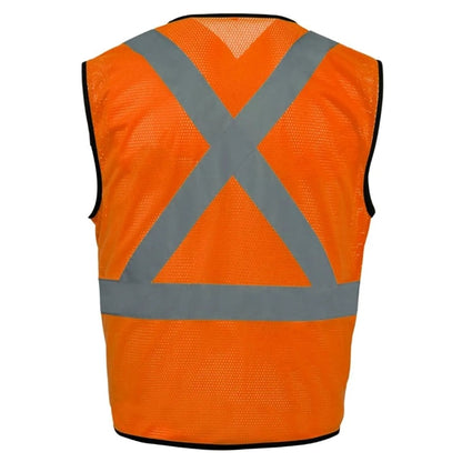 Hi Viz Class 2 Safety Zipper Vest Reflective X Back 4 Pocket
