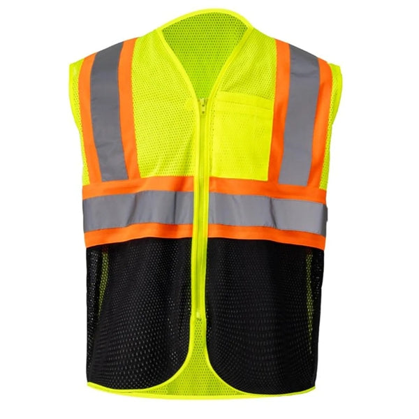 Hi Viz Class 2 Reflective Tape Safety Zipper Vest w/ Pocket