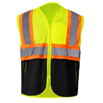 Hi Viz Class 2 Reflective Tape Safety Zipper Vest w/ Pocket