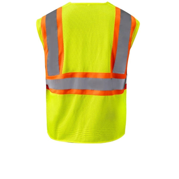 Hi Viz Class 2 Reflective Tape Safety Zipper Vest w/ Pocket