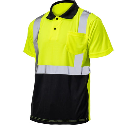 Hi Vis Color Block Breathable Reflective Safety Polo Shirt
