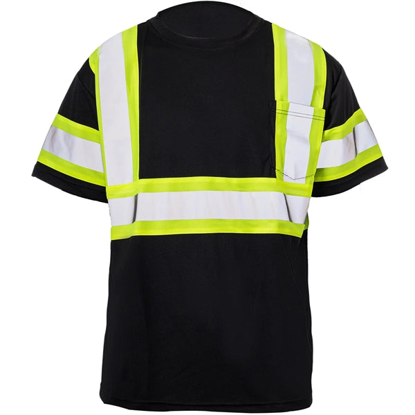 Two Tone Hi Vis Reflective Tape Mesh Safety T-Shirt w/Pocket