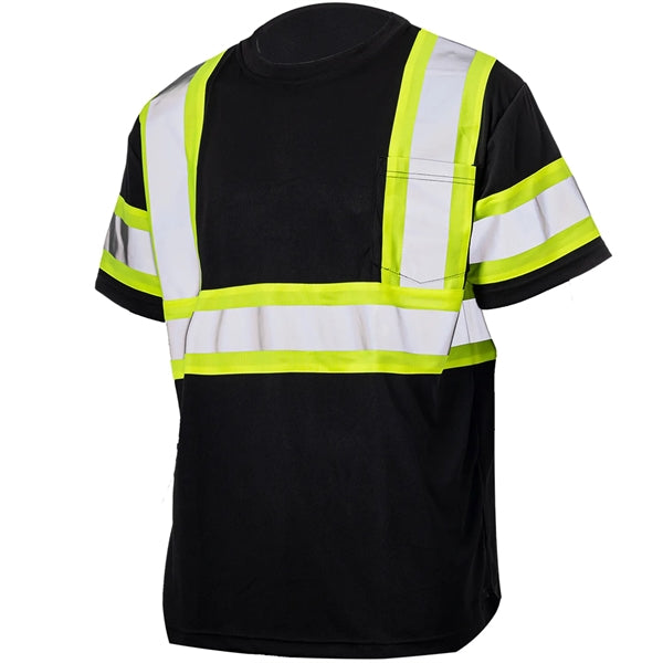 Two Tone Hi Vis Reflective Tape Mesh Safety T-Shirt w/Pocket