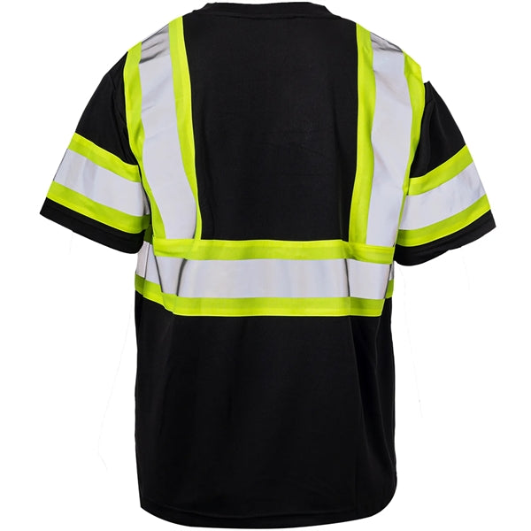 Two Tone Hi Vis Reflective Tape Mesh Safety T-Shirt w/Pocket