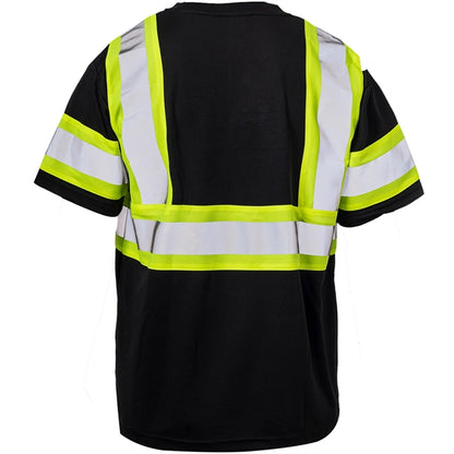 Two Tone Hi Vis Reflective Tape Mesh Safety T-Shirt w/Pocket