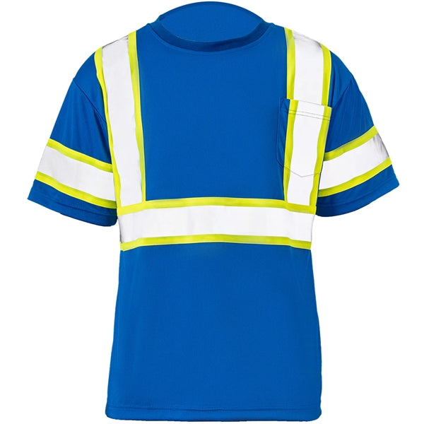 Two Tone Hi Vis Reflective Tape Mesh Safety T-Shirt w/Pocket