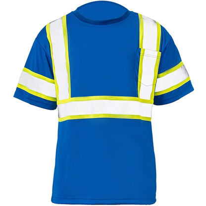 Two Tone Hi Vis Reflective Tape Mesh Safety T-Shirt w/Pocket