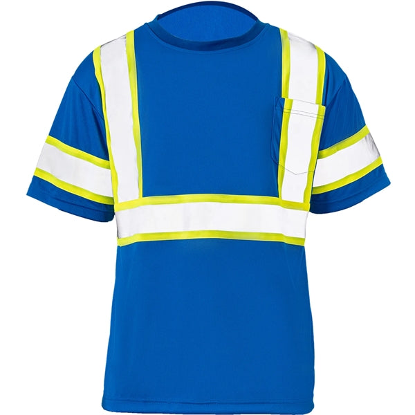 Two Tone Hi Vis Reflective Tape Mesh Safety T-Shirt w/Pocket
