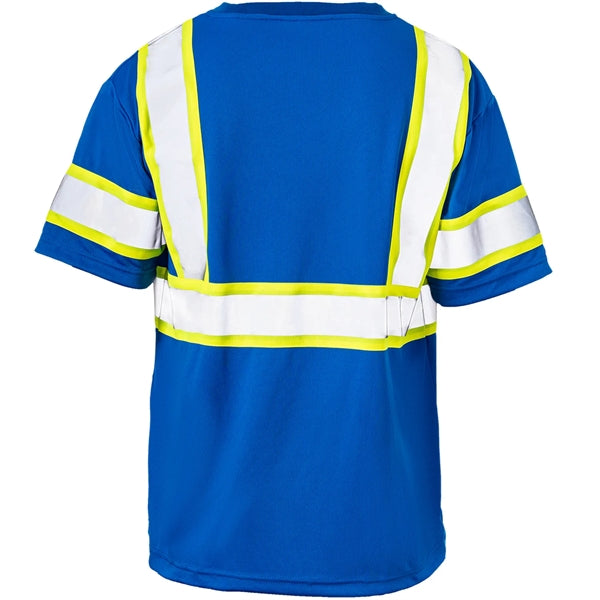 Two Tone Hi Vis Reflective Tape Mesh Safety T-Shirt w/Pocket