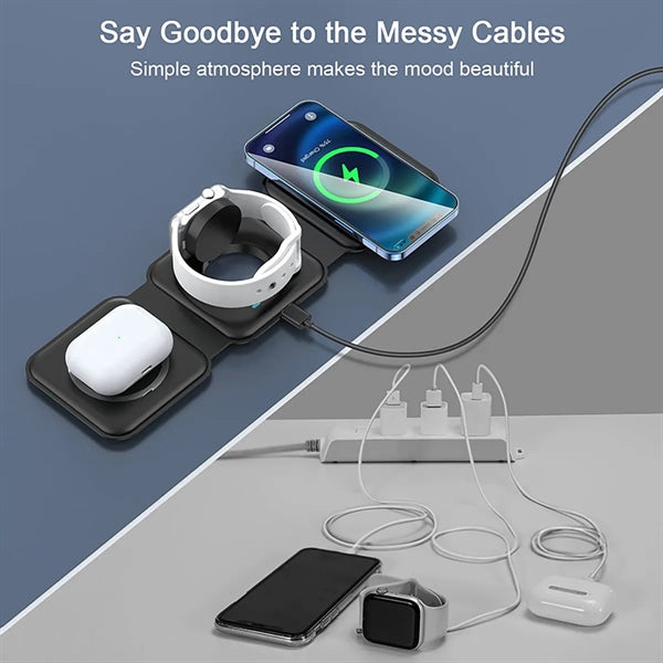 3-in-1 Foldable 15W Magsafe Wireless Charging Station