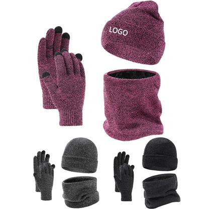 Winter Beanie Hat Scarf and Gloves Set