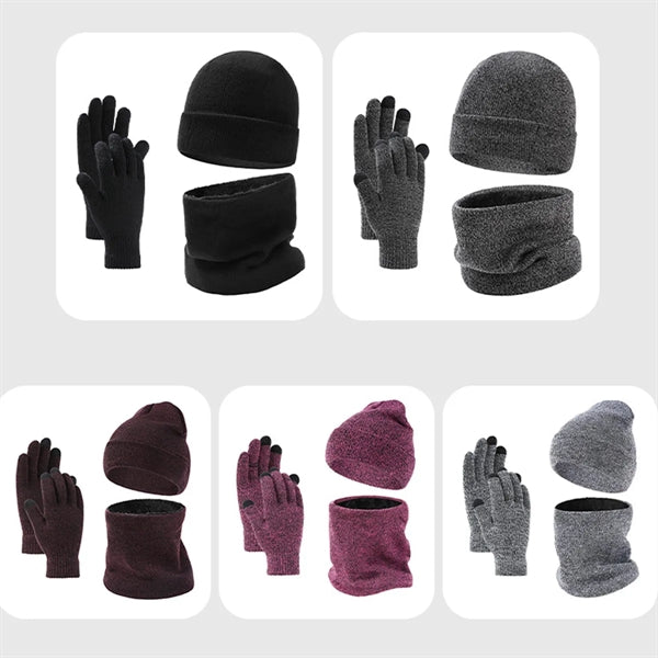 Winter Beanie Hat Scarf and Gloves Set